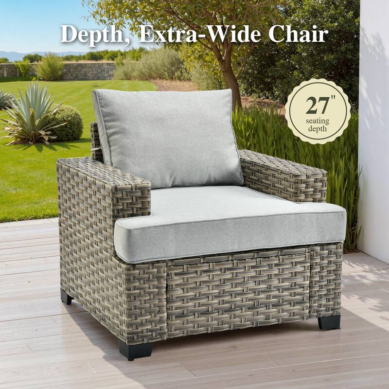 OVIOS 7-Piece T Shaped Seat Wide Armrest Patio Conversation Set