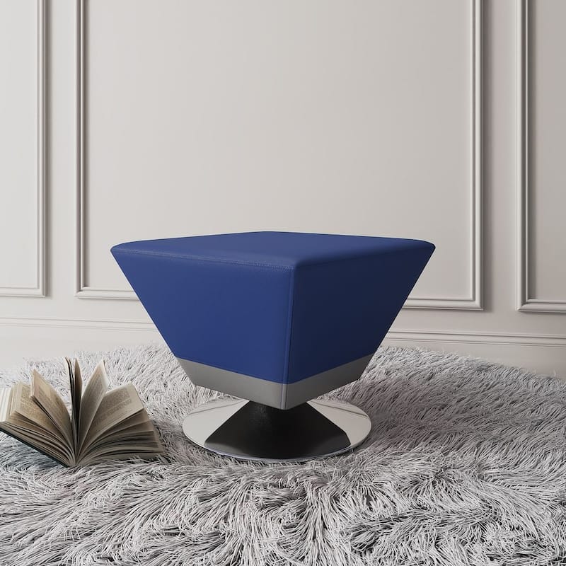 Manhattan Comfort Diamond Polished Chrome Swivel Ottoman