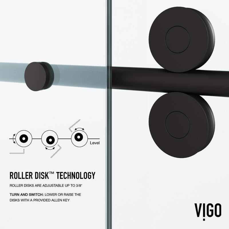 VIGO Elan 56" to 60" W x 74" H Frameless Sliding Shower Door