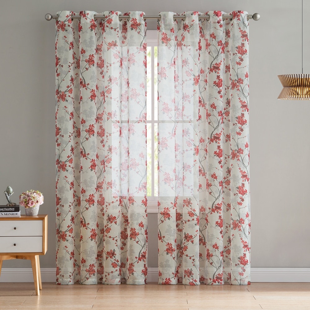 sheer fabric with floral pattern