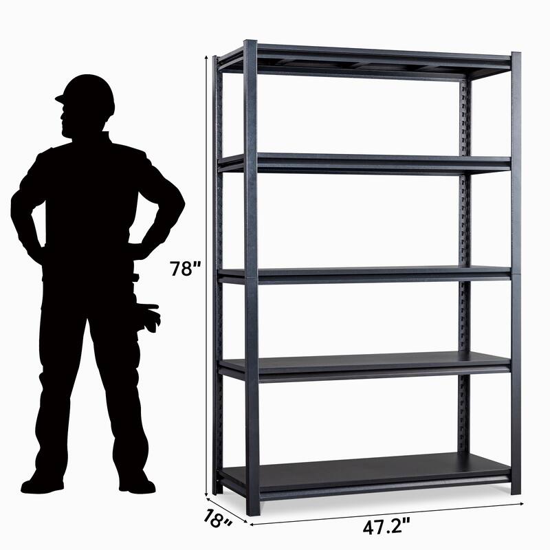 Versatile 5-Tier Metal Storage Rack for Tools Equipment Pantry Items or Warehouse Organization - (78 x 47.2 x 18) in