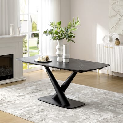 Amadeus Mordern 72" Dining Table with Metal Base by HULALA HOME