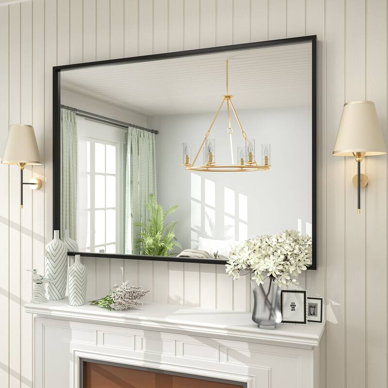 Aluminum Alloy Framed French Cleat Mounted Tempered Glass Wall Vanity Mirror