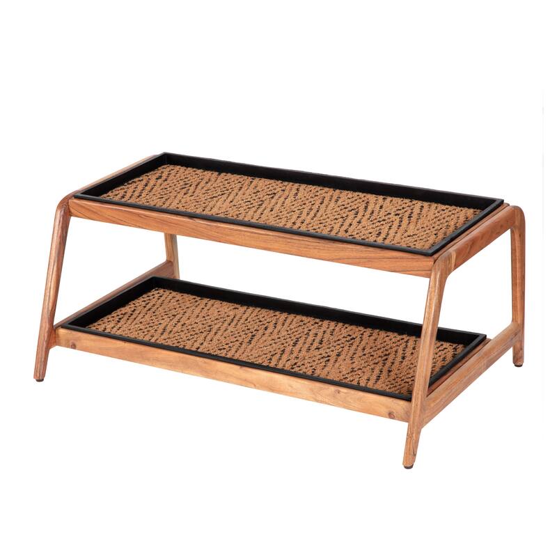 Jani Double-Tier Natural Stand 3-Pair Rubber Boot Trays - Irish Lion