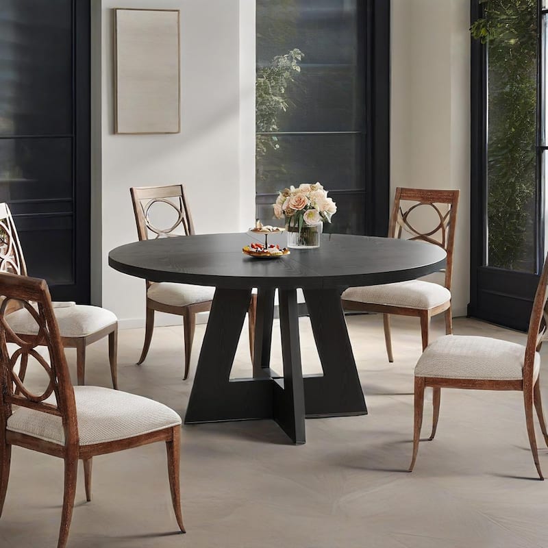MDF Round Dining Table with Sturdy Pedestal Base - 47.24” x 47.24” x 29.53”