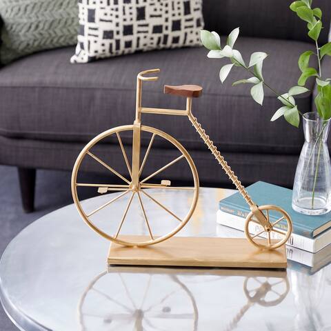Gold Iron Traditional Sculpture Bicycle 15 x 17 x 4 - 17 x 4 x 15