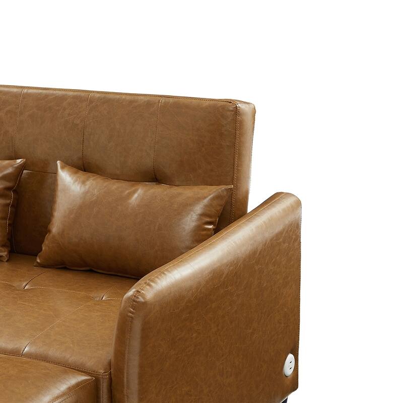 51.57" Space-Saving Sleeper Chair, Convertible Bed with 3 USB Ports
