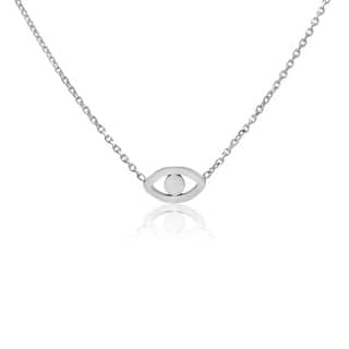slide 1 of 2, Amanda Rose 14k White Gold Evil Eye Necklace on a 16-18 in. Adjustable Chain