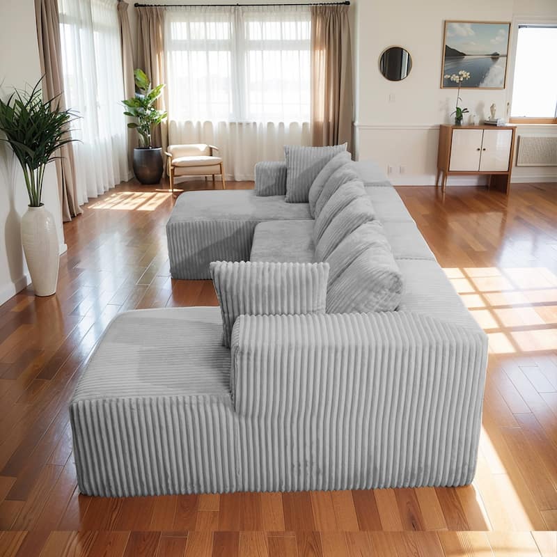 GDFStudio - American Design Modular 130" U-Shaped Sectional Sofa, Chaise Lounge with Reversible Layout