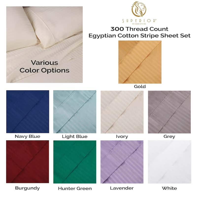 Superior Gyda Deep Pocket 400-Thread Count Striped Egyptian Cotton Sheets