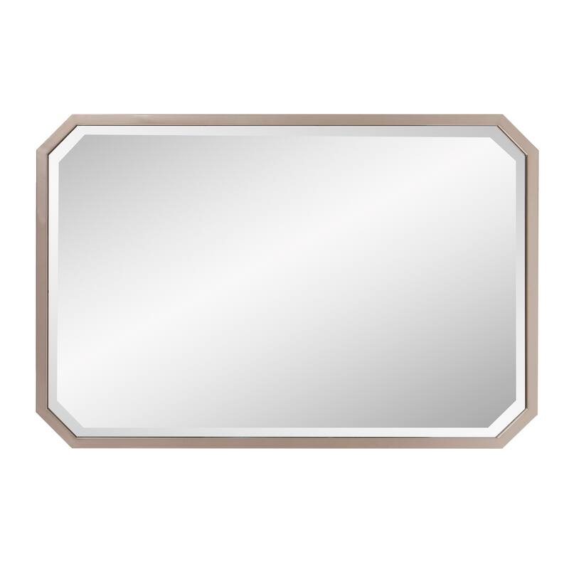 Allan Andrews Matte Warm Silver Elongated Octagonal Beveled Wall Mirror - 36"H x 24"W