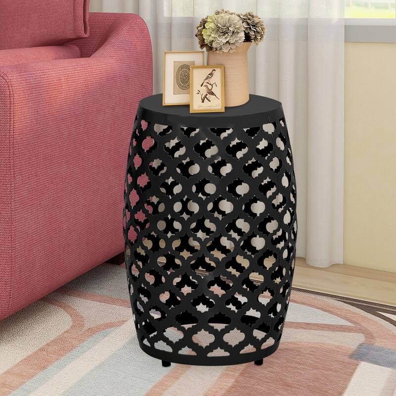 Maypex 17.75Inch H Geometric Cut Iron Side Table