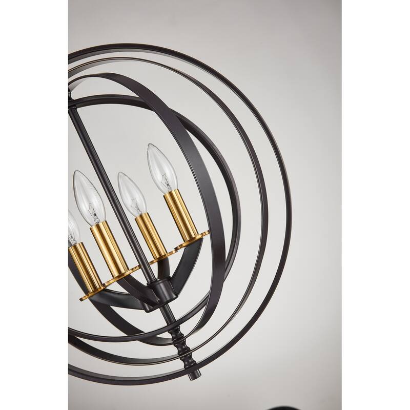 Jayce Gold+Bronze 4-Light Ring Pattern Metal Orb Hanging Chandelier