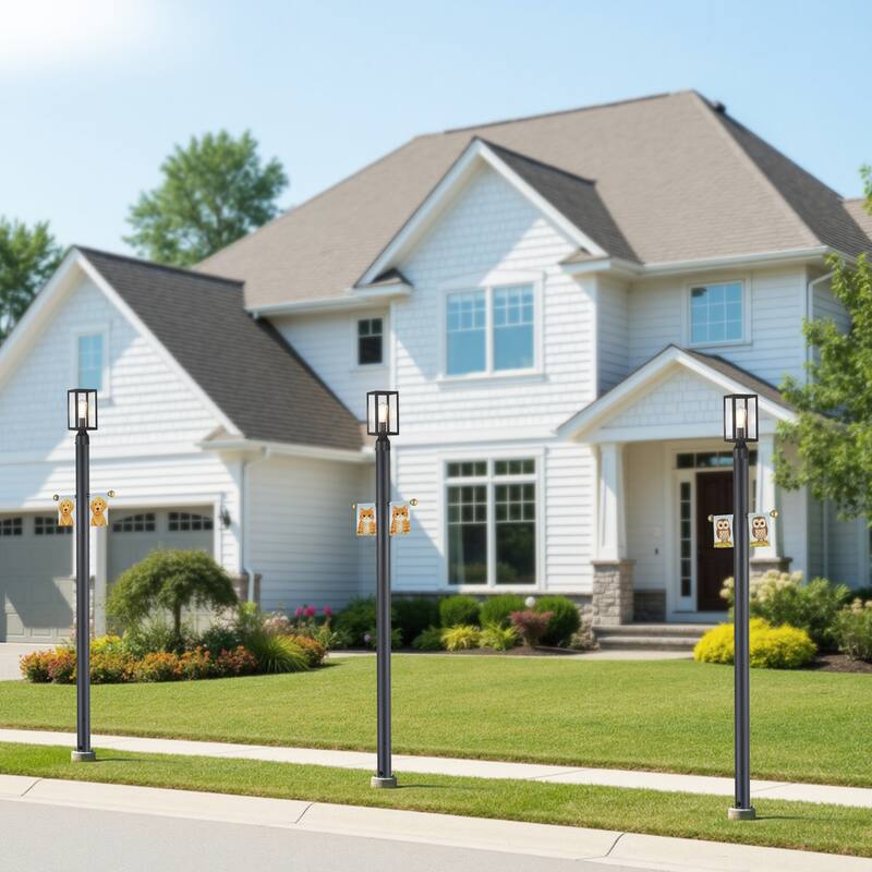 C Cattleya 84" Matte Black Aluminum Outdoor Pole, Direct Burial for Post Lamp Head