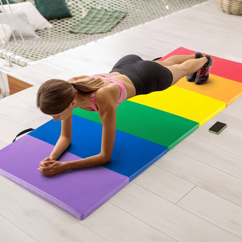 Costway Tri-Folding Gymnastics Mat 6' x 4' Tumbling Mat with Carrying - See Details