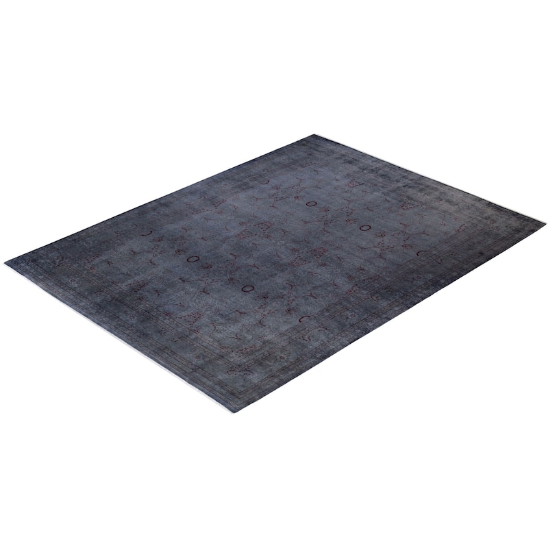 Overton Hand Knotted Wool Vintage Inspired Modern Contemporary Overdyed Gray Area Rug - 9' 1" x 12' 0"
