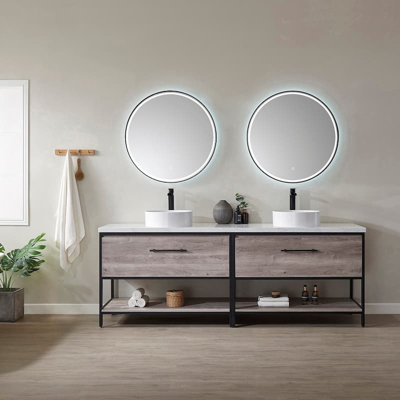 Murcia 84" Vanity with Countertop and vessel sink With Mirror
