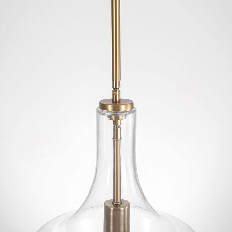 10.4" 1-Light Modern Bell-Shaped Chrome/Gold/Matte Black Clear Glass Pendant Light for Kitchen Island Dining Room