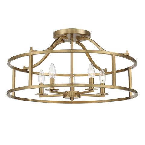 Savoy House Stockton 5-Light Ceiling Light in Warm Brass