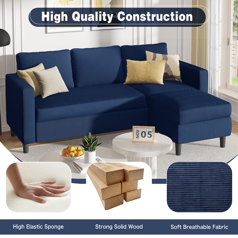 Futzca 74" Convertible Sectional Sofa Couch, Small L-Shaped Sofa