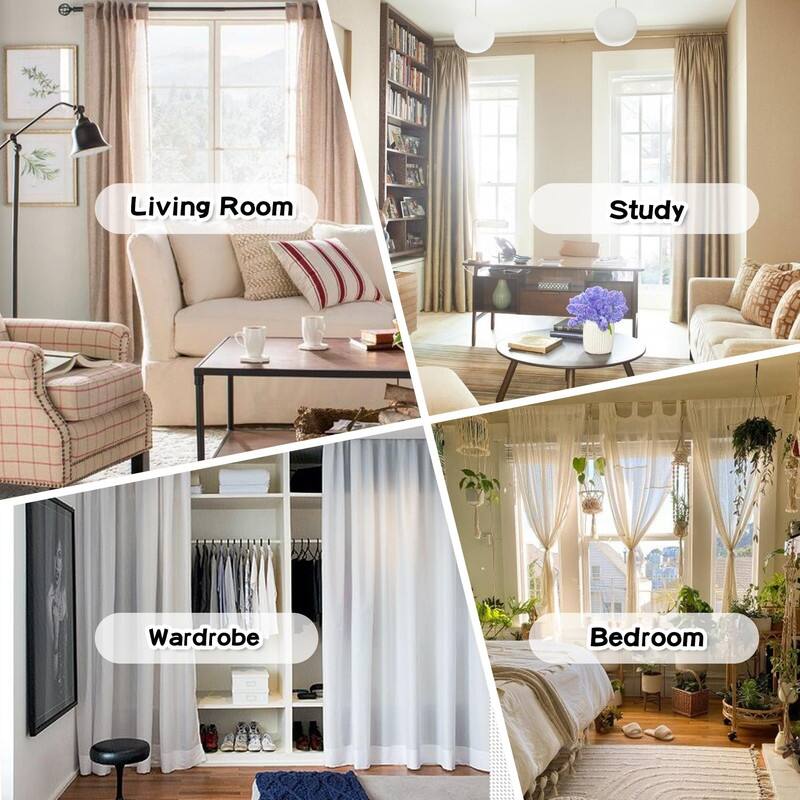 Pink Curtains for Living Room Long Pom Pom White Sheer Curtains