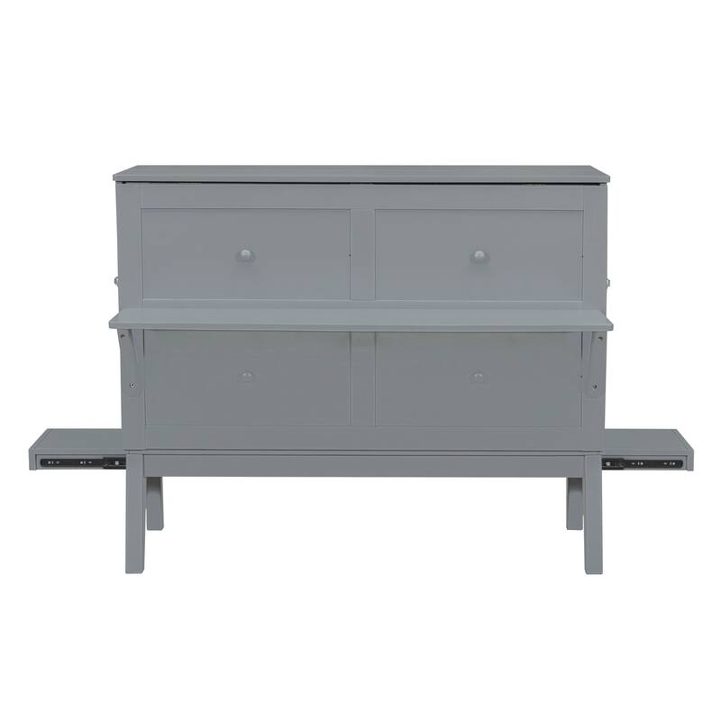 Murphy Bed Platform Bed with USB Port & Removable Shelves On Each Side