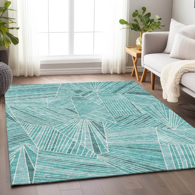 Machine Washable Indoor/ Outdoor Chantille Modern Mosaic Rug