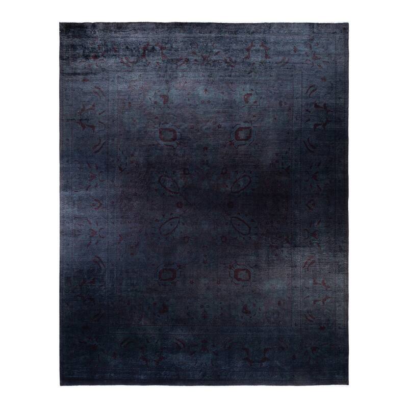 Overton Handknotted Wool Vintage Inspired Contemporary Overdyed Gray Area Rug - 14' 10" x 12' 1"