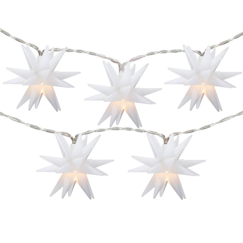 10 Count Warm White LED Star Christmas Fairy Lights 5.25ft Copper Wire