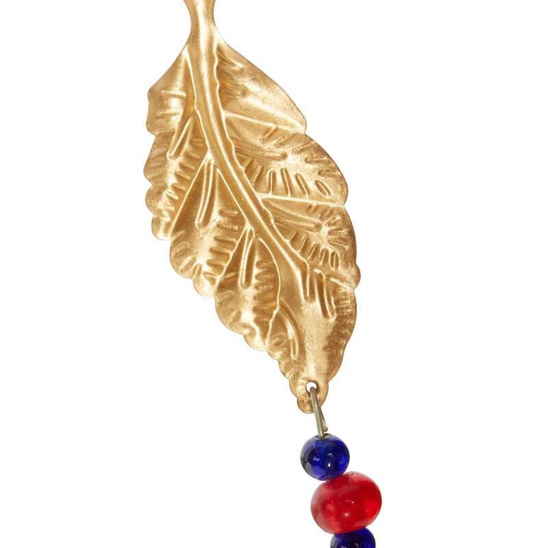Metal Leaf Indoor Outdoor Windchime with Glass Beads and Cone Bells - Brown - Roche River Decor