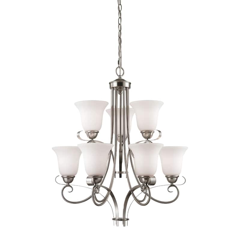 Brighton 20-inch Wide 3-Light Chandelier in Brushed Nickel - 25in W x 25in D x 29in H