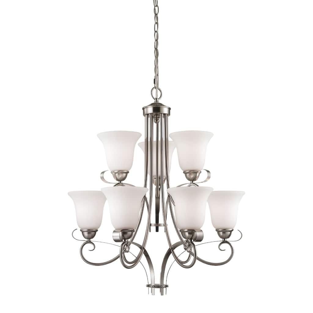 Brighton 20-inch Wide 3-Light Chandelier in Brushed Nickel