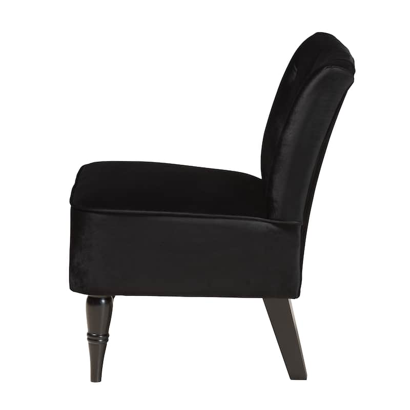 Harmon Contemporary Velvet Fabric and Black Finished Accent Chair