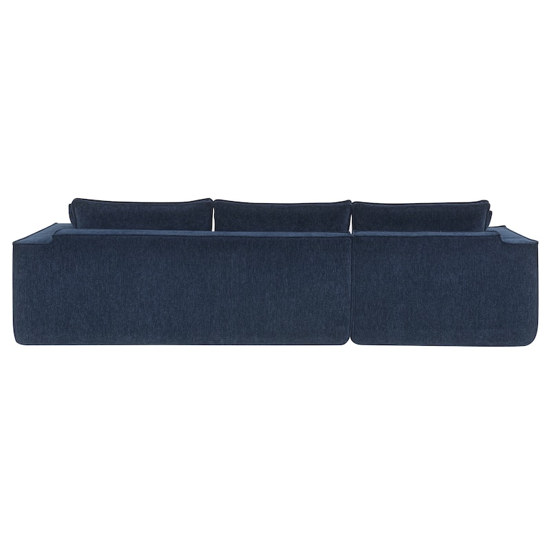 111.5" L-Shaped 4-Seater Modular Sofa with Chaise, 2 Pillows, Wrinkle-Resistant Chenille, and All-Sponge Construction