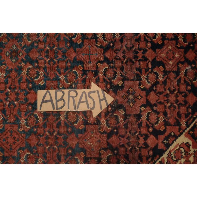 Hand Knotted Oriental 100% Wool Carpet Traditional Geometric Navy Blue & Blues Malayer Area Rug - 6' 8'' X 4' 4''