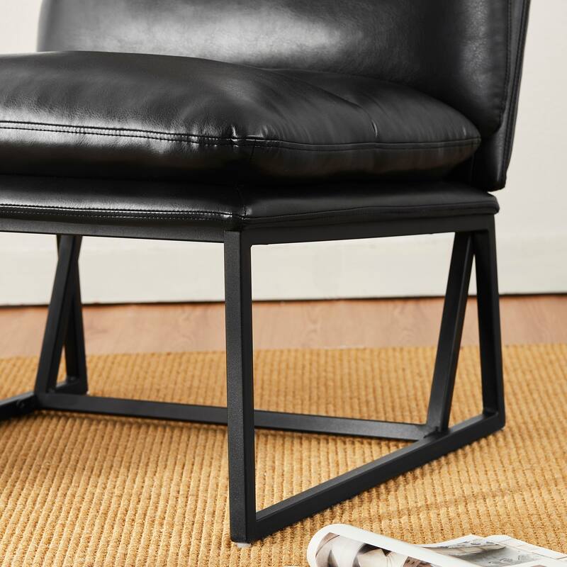 Glitzhome Set of 2 30.25"H Modern Ergonomic PU Accent Armless Chair
