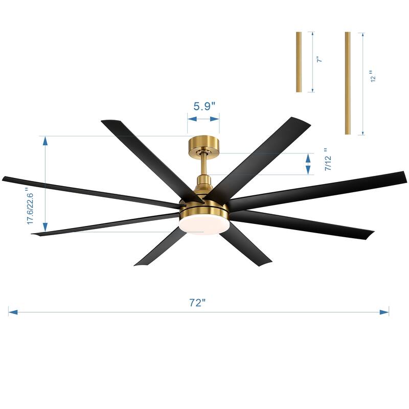 65"/72"/84" Modern LED Ceiling Fan with Light and Remote(8-Blade)