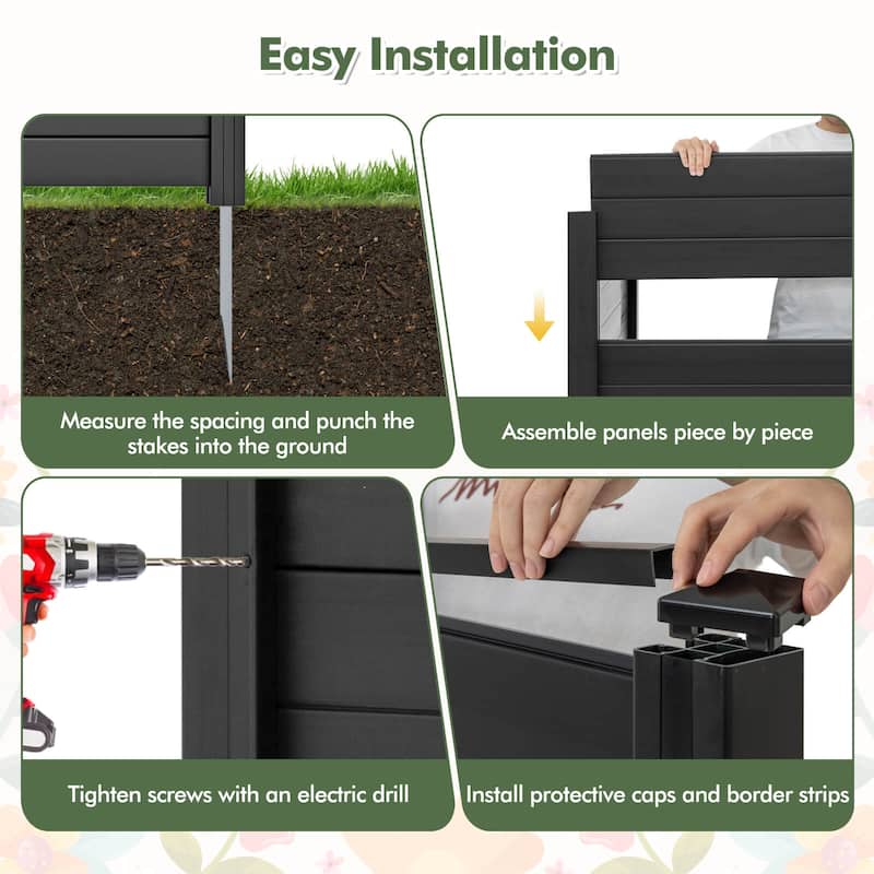 Costway Outdoor 48"L x 48"H PVC Privacy Fence Panels with Metal Ground - See Details