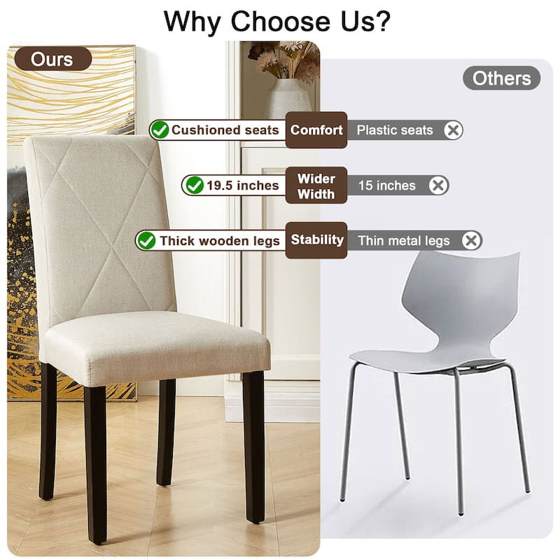Javlergo Dining Chairs Set of 2/4/6, Upholstered Kitchen Chairs Dining Room Side Chair with Padded Seat Back