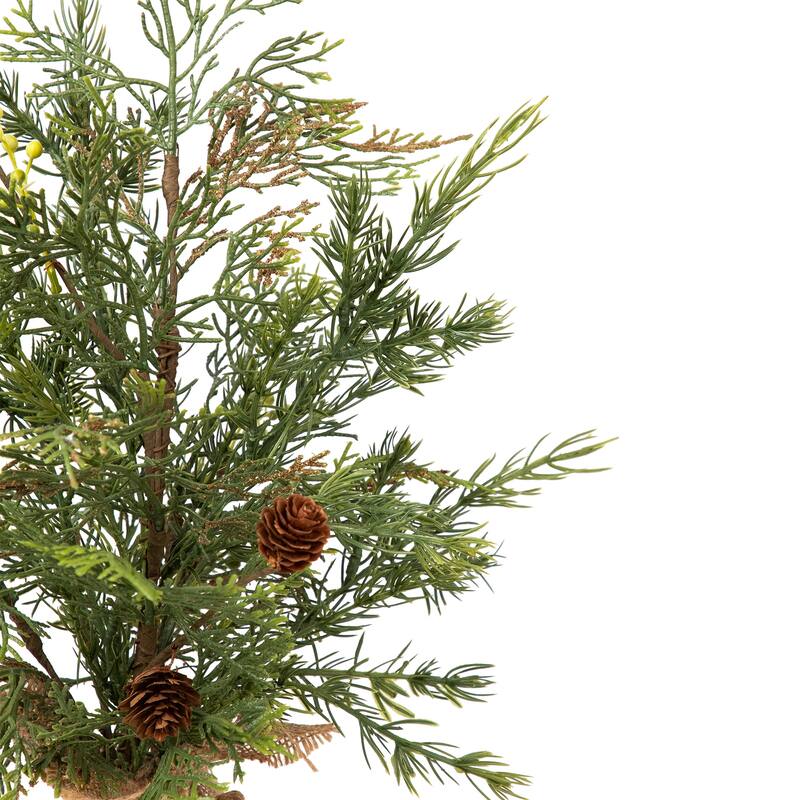 Berries and Pinecones with Burlap Base Artificial Christmas Tree - 20" - Unlit