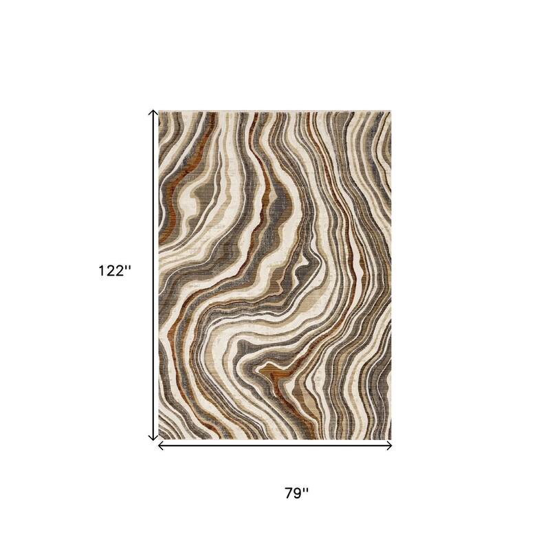 HomeRoots Abstract Modern Rectangle Area Rug - 7' X 10'