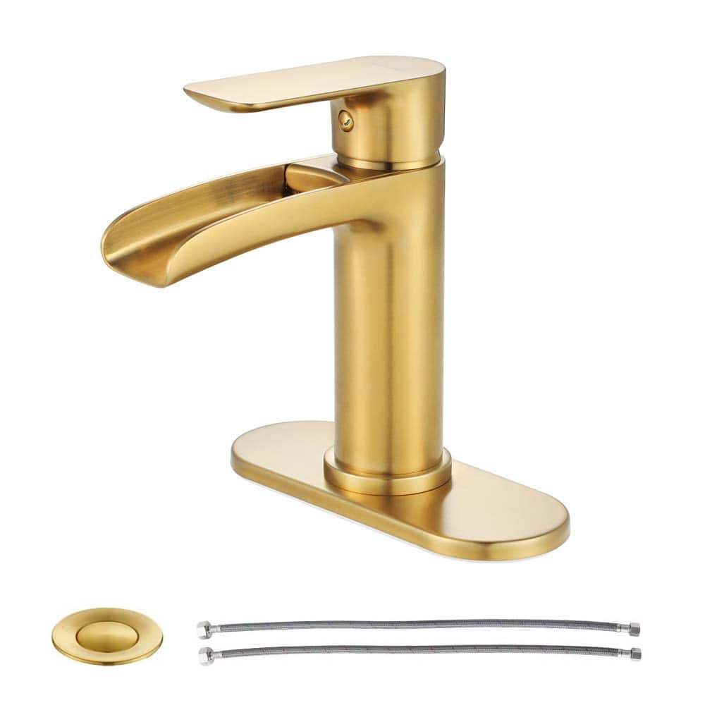 PROOX Single Handle Waterfall Spout Sink Faucet with Drain Assembly