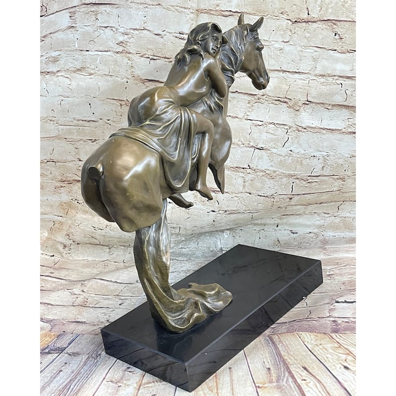 Young Woman On Horseback - Surreal Abstract Bronze Sculpture Horse Lover Art
