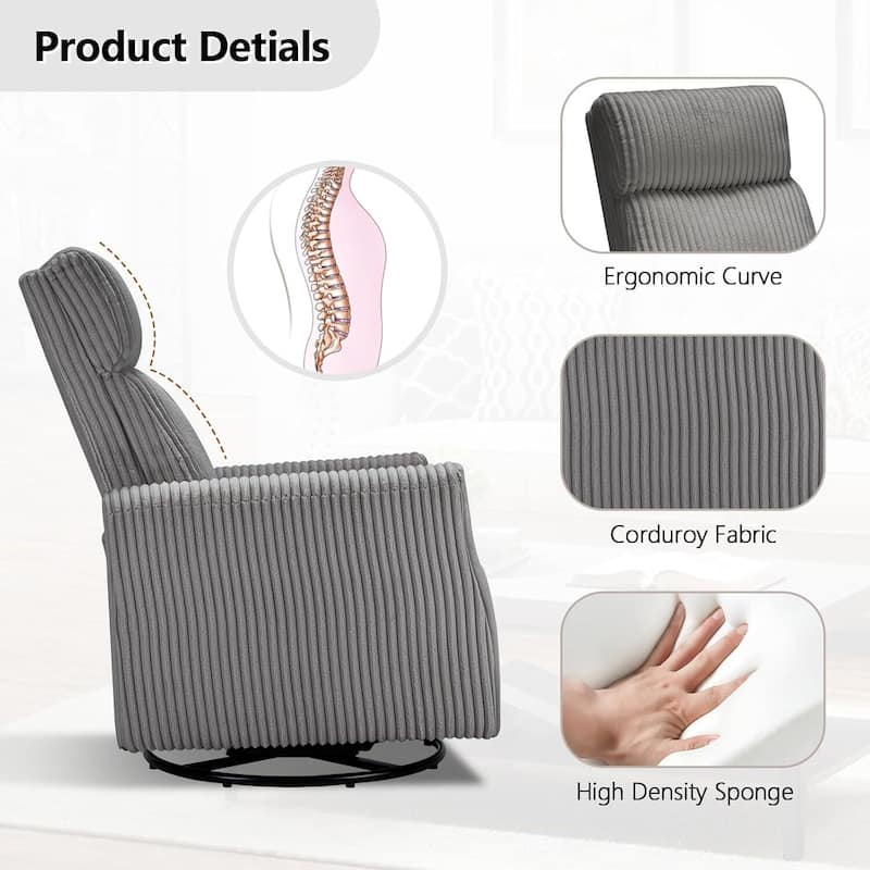 Swivel Accent Chair, Soft Fabric Chair with High Back, Comfy Single Sofa Chair Swivel Chairs for Living Room Bedroom