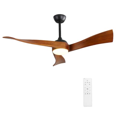 52-inch solid wood silent 3-blade Ceiling Fan with LED Ligh with Remote Control