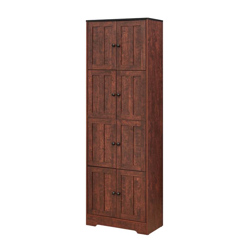 72.4" Tall Corner Storage Cabinet Walnut Sideboard with 4 Doors, Buffet Server Cabinet Accent Cabinet Pantry Cabinet