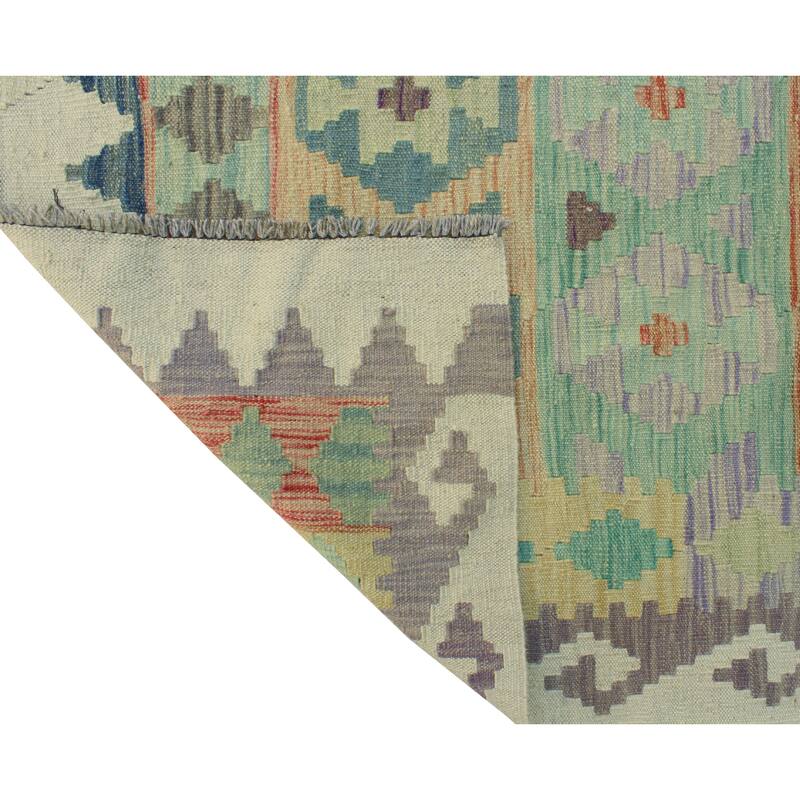 Sun Faded Flatweave Regular Green/Ivory Rug - 5'10" x 7'11"