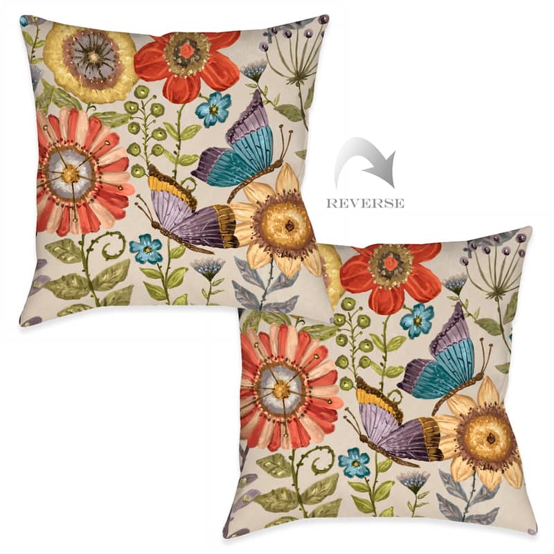 Laural Home Boho Butterfly Garden Decorative Throw Pillow - 18x18