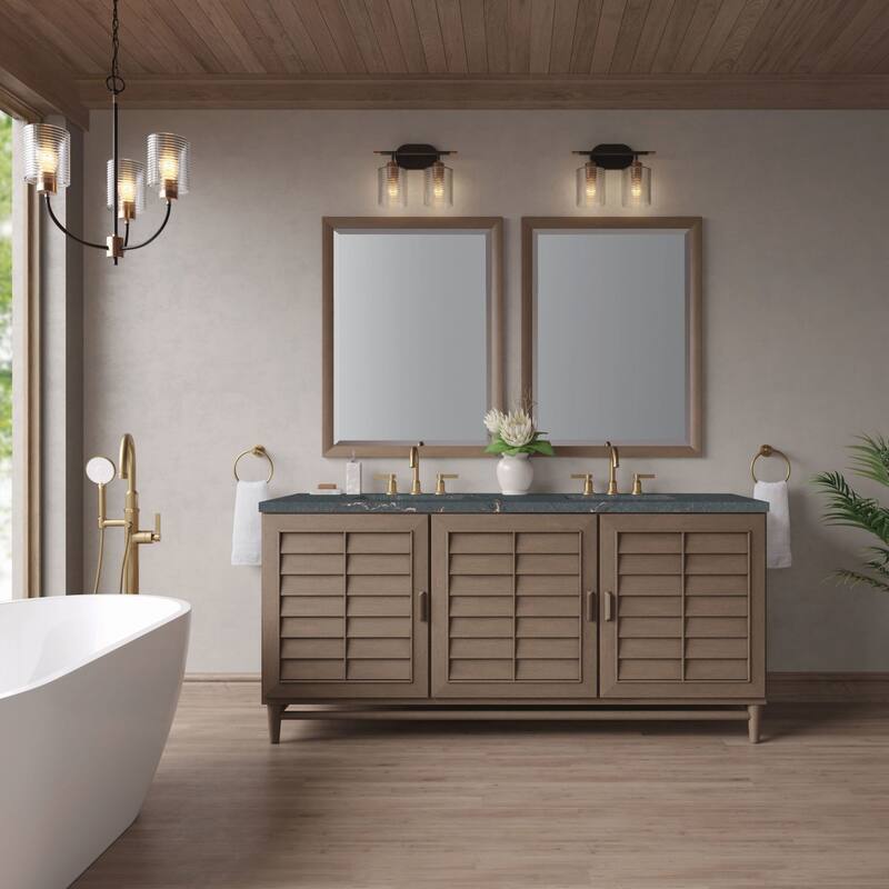 James Martin Vanities 620-V72-3PBL Portland 72" Double Basin Wood