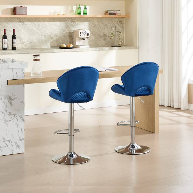 Bar Stools Set of 2 - Adjustable Barstools with Back and Footrest, Counter Height Bar Chairs